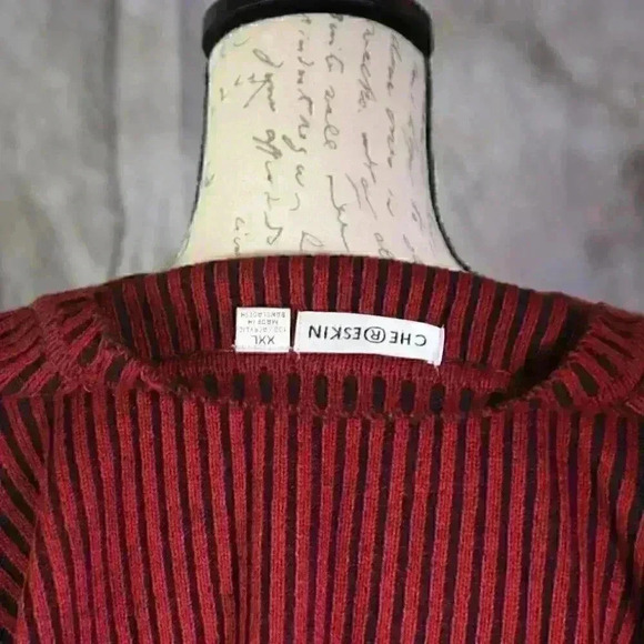 Chereskin Sweater, men's red/black stripe size XXL long sleeve sweater - Picture 6 of 9